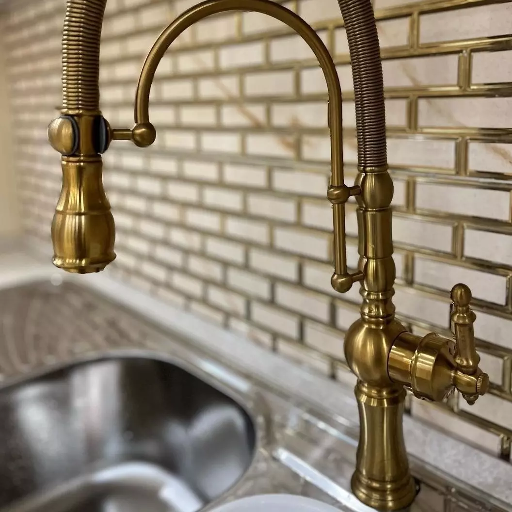 شیرظرفشویی فنری رستاک کیوتن رنگ طلا مات(دارای رنگ بندی)
