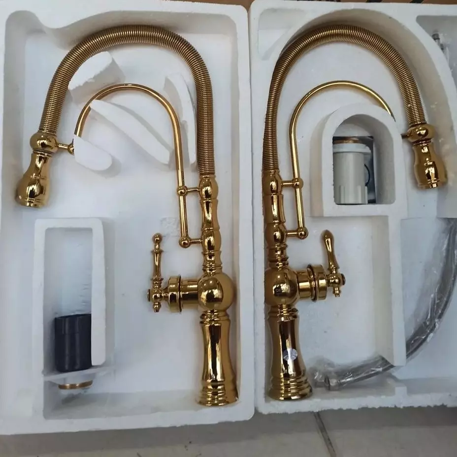 شیرالات رستاک شیر ظرفشویی فنری مدل کیوتن رنگ طلا