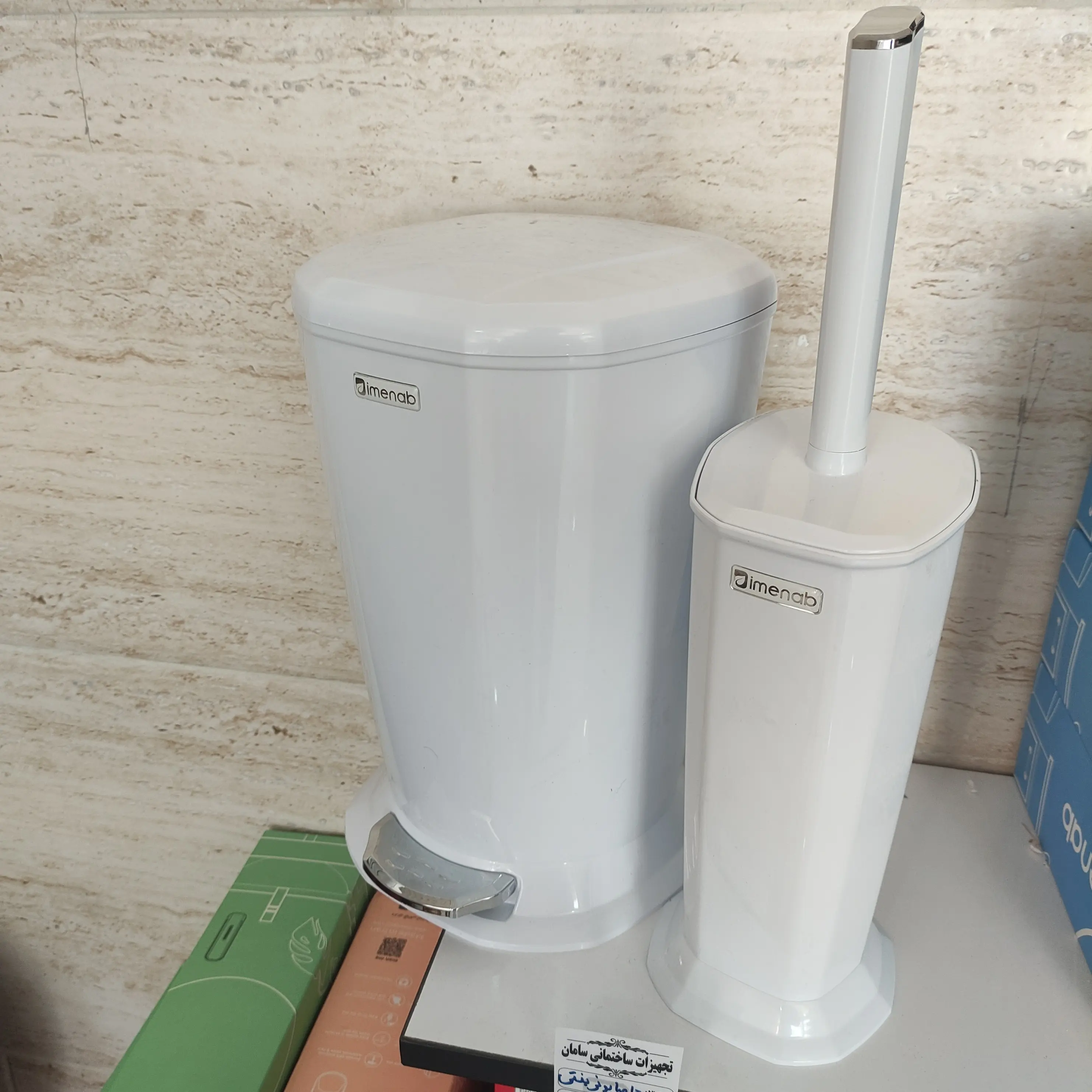 سطل و برس سرویس بهداشتی برند ایمن آب مدل ورونا سفید(ارسال رایگان) با کیفیت عالی