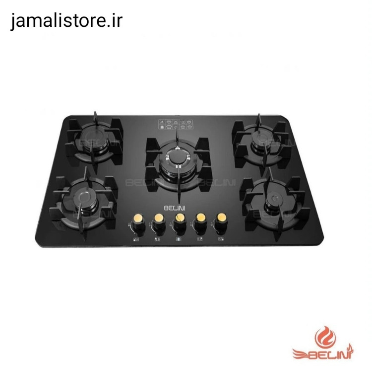 اجاق گاز صفحه ای 5 شعله شیشه ای بلینی(ماهتیسا) مدل cc 108(چدن خورشیدی)